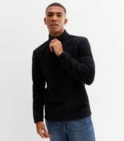 New Look Black Fleece Zip Funnel Neck Sweatshirt